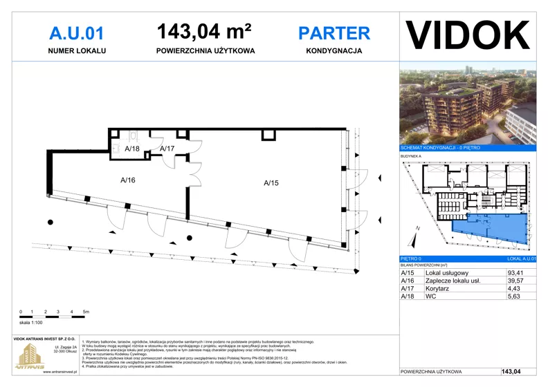 Lokal użytkowy 143,04 m², oferta nr A.U.01, VIDOK Apartamenty - lokale użytkowe, Katowice, Śródmieście, ul. Kozielska