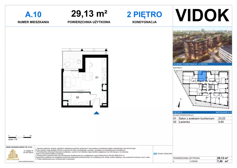 1 pokój, mieszkanie 29,13 m², piętro 2, oferta nr A.M.10, VIDOK Apartamenty, Katowice, Śródmieście, ul. Kozielska