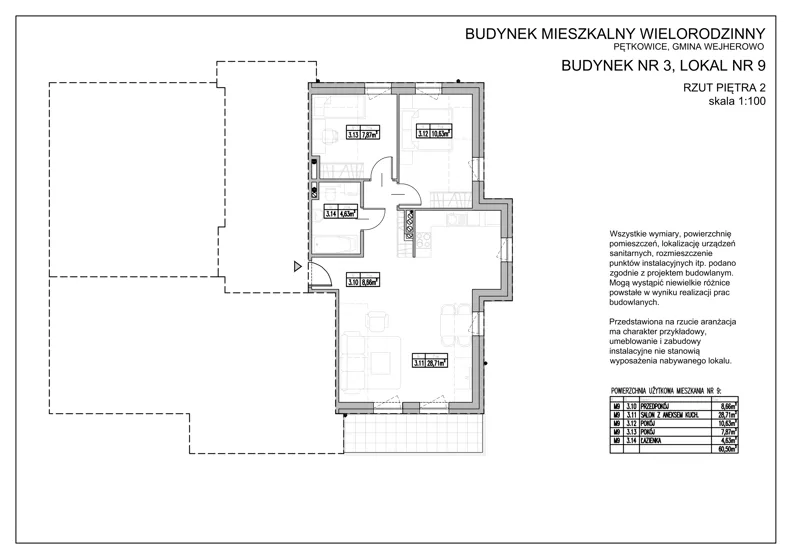 3 pokoje, apartament 61,00 m², piętro 2, oferta nr 3.9, Golf Park Apartamenty, Pętkowice