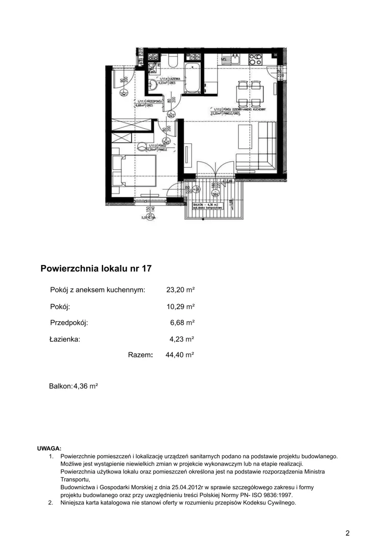 2 pokoje, apartament inwestycyjny 44,40 m², piętro 1, oferta nr 17, Klimaty Bałtyku, Dziwnów, ul. Daglezji 93-94
