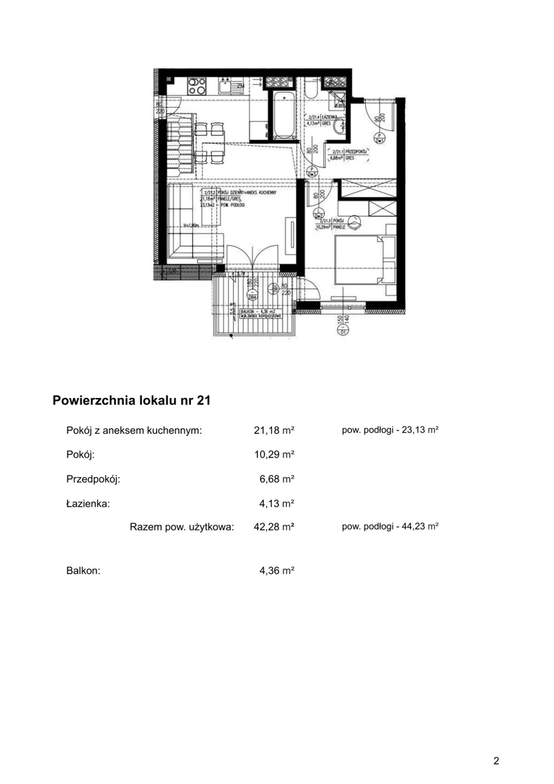 2 pokoje, apartament inwestycyjny 54,88 m², piętro 2, oferta nr 21, Klimaty Bałtyku, Dziwnów, ul. Daglezji 93-94