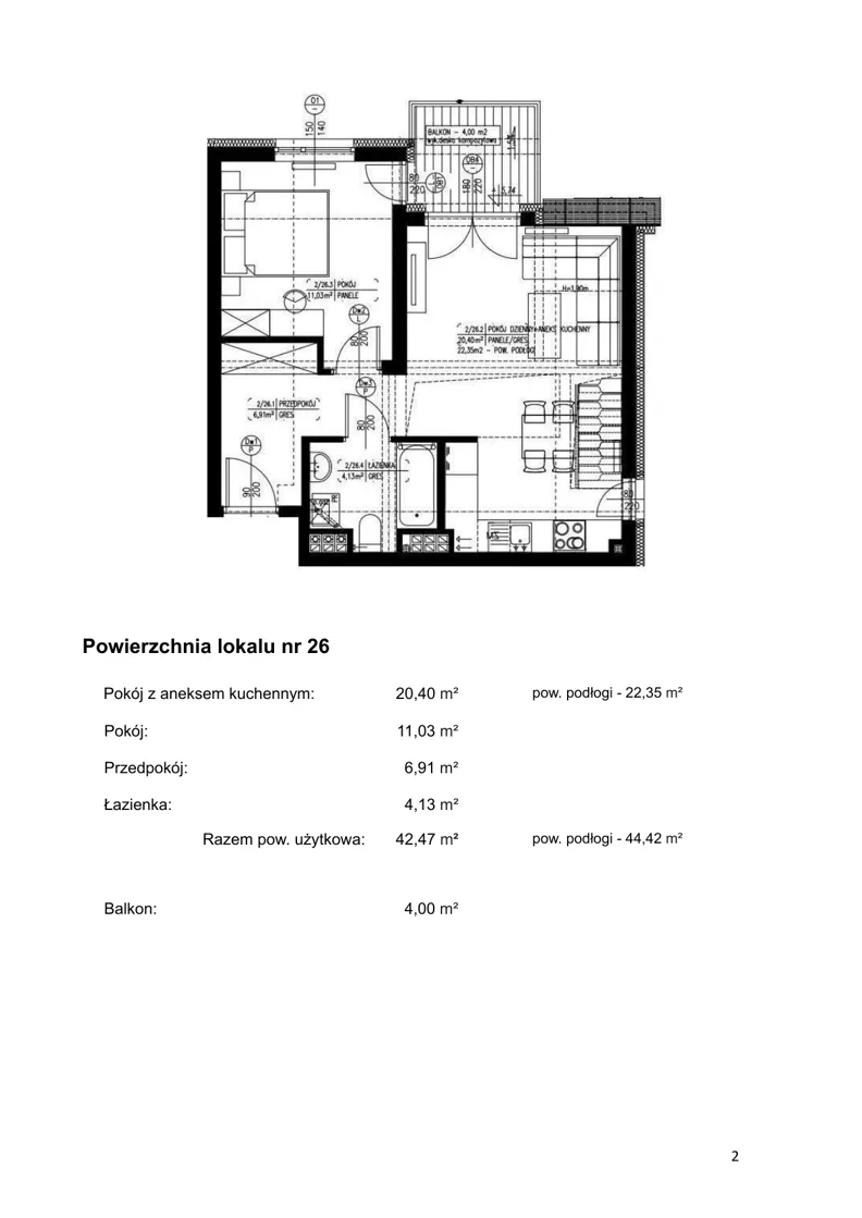 2 pokoje, apartament inwestycyjny 55,56 m², piętro 2, oferta nr 26, Klimaty Bałtyku, Dziwnów, ul. Daglezji 93-94