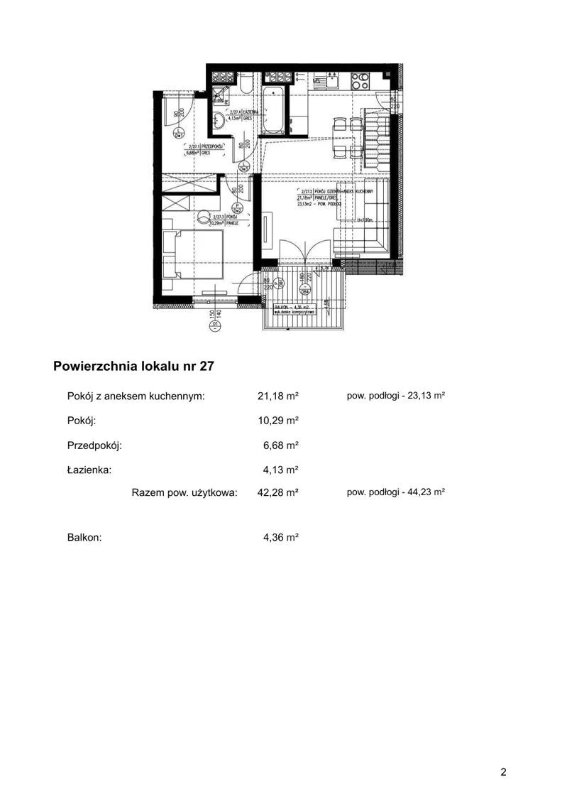2 pokoje, apartament inwestycyjny 54,88 m², piętro 2, oferta nr 27, Klimaty Bałtyku, Dziwnów, ul. Daglezji 93-94