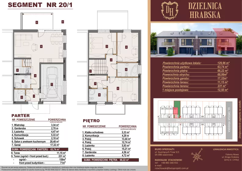Dom 129,96 m², oferta nr 20/1, Dzielnica Hrabska - etap V - domy z garażami, Falenty Nowe, ul. Droga Hrabska 4G