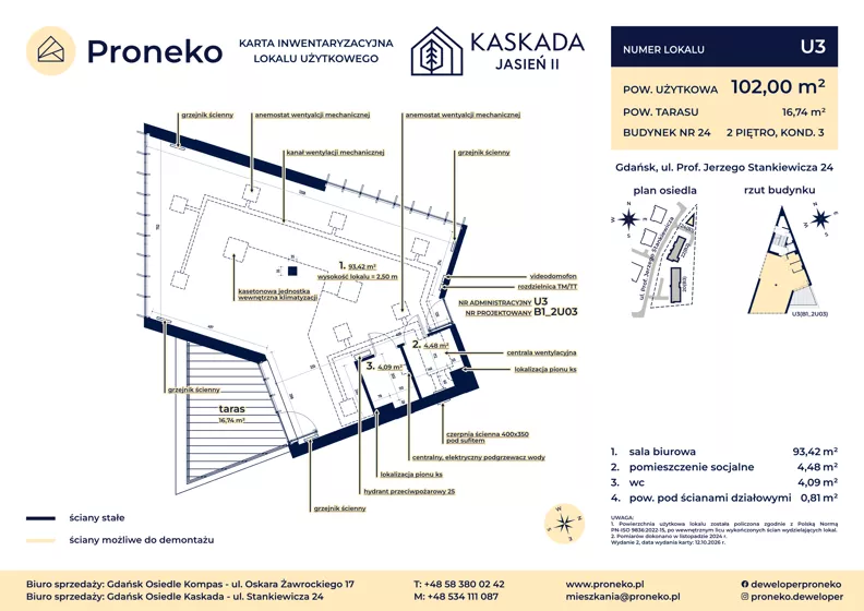 Lokal użytkowy 102,00 m², oferta nr B1_2U03, Kaskada Jasień II - lokale usługowe, Gdańsk, Jasień, ul. Stankiewicza 24