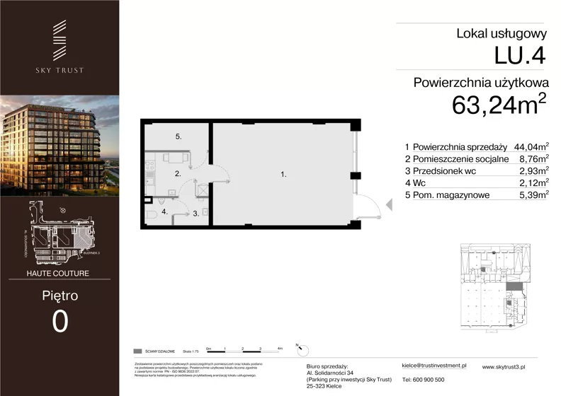 Lokal użytkowy 63,24 m², oferta nr LU.4, Sky Trust III lokale użytkowe, Kielce, Bocianek, al. Solidarności 32 B