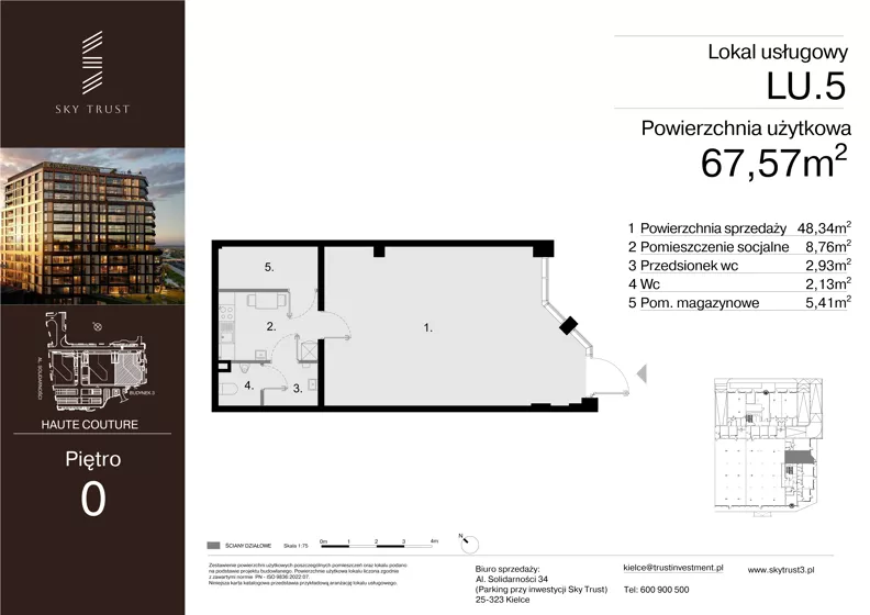 Lokal użytkowy 67,57 m², oferta nr LU.5, Sky Trust III lokale użytkowe, Kielce, Bocianek, al. Solidarności 32 B