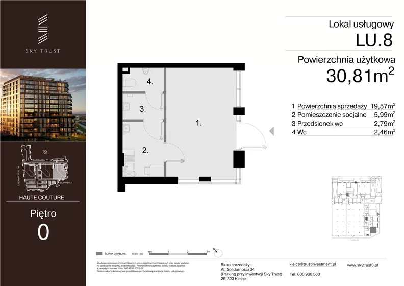 Lokal użytkowy 30,81 m², oferta nr LU.8, Sky Trust III lokale użytkowe, Kielce, Bocianek, al. Solidarności 32 B