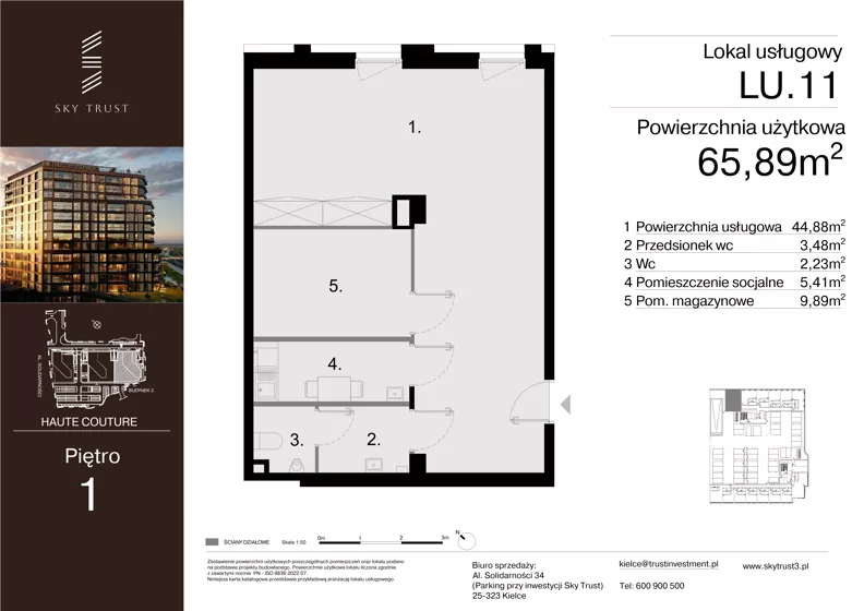 Lokal użytkowy 65,89 m², oferta nr LU.11, Sky Trust III lokale użytkowe, Kielce, Bocianek, al. Solidarności 32 B