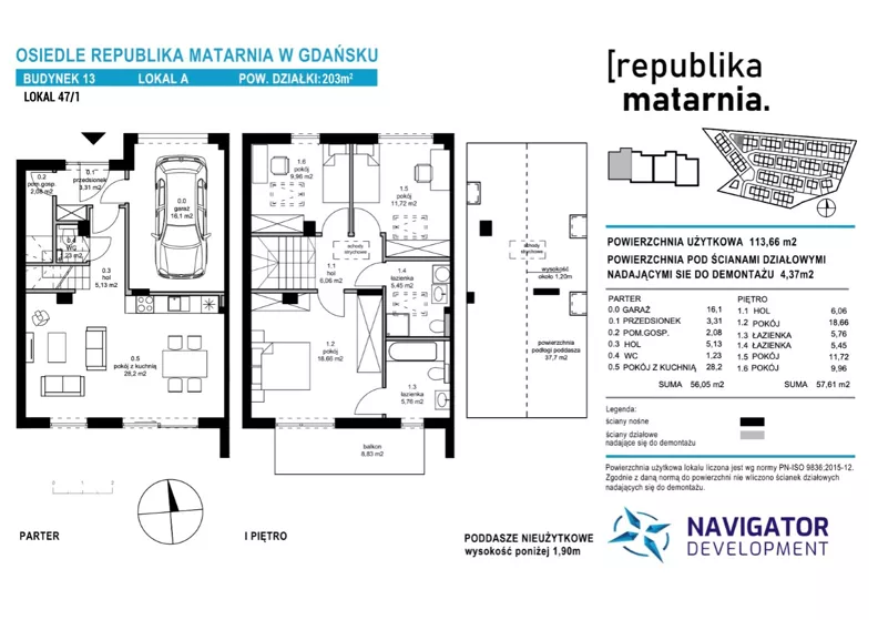 Dom 113,00 m², oferta nr 13A, Osiedle Republika Matarnia etap II, Gdańsk, Matarnia, ul. Ikara