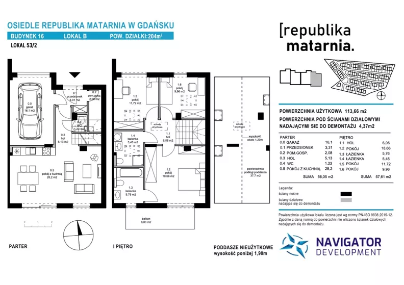 Dom 113,00 m², oferta nr 16B, Osiedle Republika Matarnia etap II, Gdańsk, Matarnia, ul. Ikara