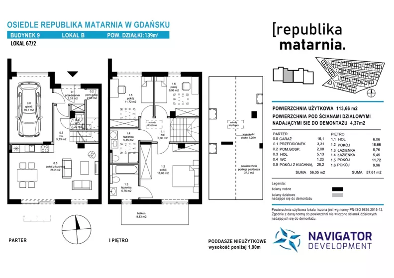 Dom 113,00 m², oferta nr 9B, Osiedle Republika Matarnia etap II, Gdańsk, Matarnia, ul. Ikara