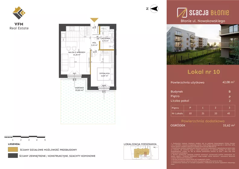 2 pokoje, mieszkanie 42,08 m², parter, oferta nr 10, Stacja Błonie Etap II, Błonie, ul. Nowakowskiego