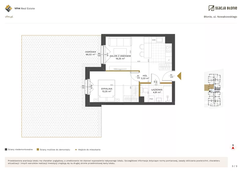 2 pokoje, mieszkanie 40,84 m², parter, oferta nr 1, Stacja Błonie Etap III, Błonie, ul. Nowakowskiego