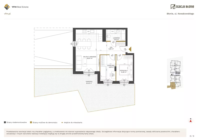 3 pokoje, mieszkanie 57,59 m², parter, oferta nr 10, Stacja Błonie Etap III, Błonie, ul. Nowakowskiego