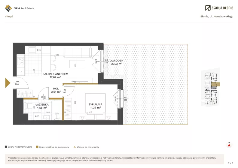 2 pokoje, mieszkanie 37,48 m², parter, oferta nr 6, Stacja Błonie Etap III, Błonie, ul. Nowakowskiego