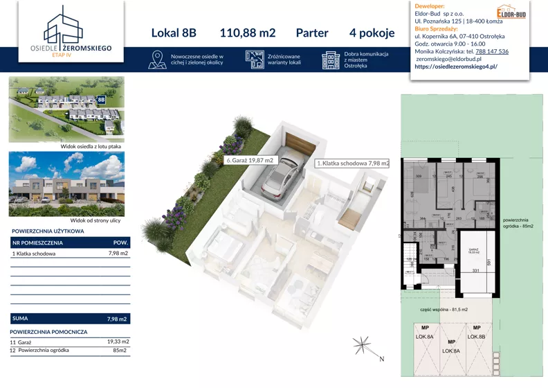 4 pokoje, mieszkanie 110,88 m², piętro 1, oferta nr 8B, Osiedle Żeromskiego IV, Tobolice, ul. Stefana Żeromskiego