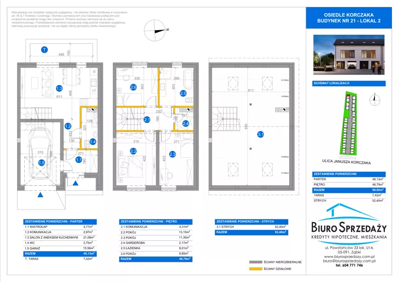 4 pokoje, mieszkanie 96,92 m², parter, oferta nr 21.2, Osiedle Korczaka, Radzymin, Ul. Korczaka 47-49
