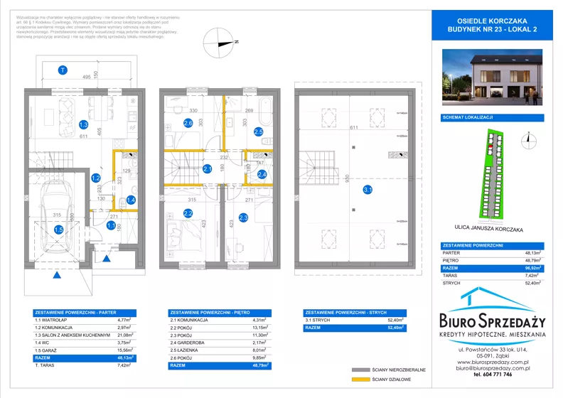 4 pokoje, mieszkanie 96,92 m², parter, oferta nr 23.2, Osiedle Korczaka, Radzymin, Ul. Korczaka 47-49