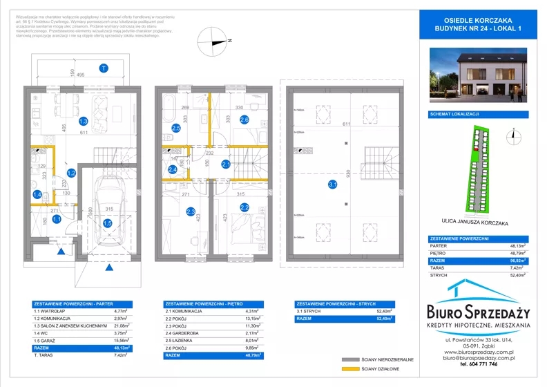 4 pokoje, mieszkanie 96,92 m², parter, oferta nr 24.1, Osiedle Korczaka, Radzymin, Ul. Korczaka 47-49