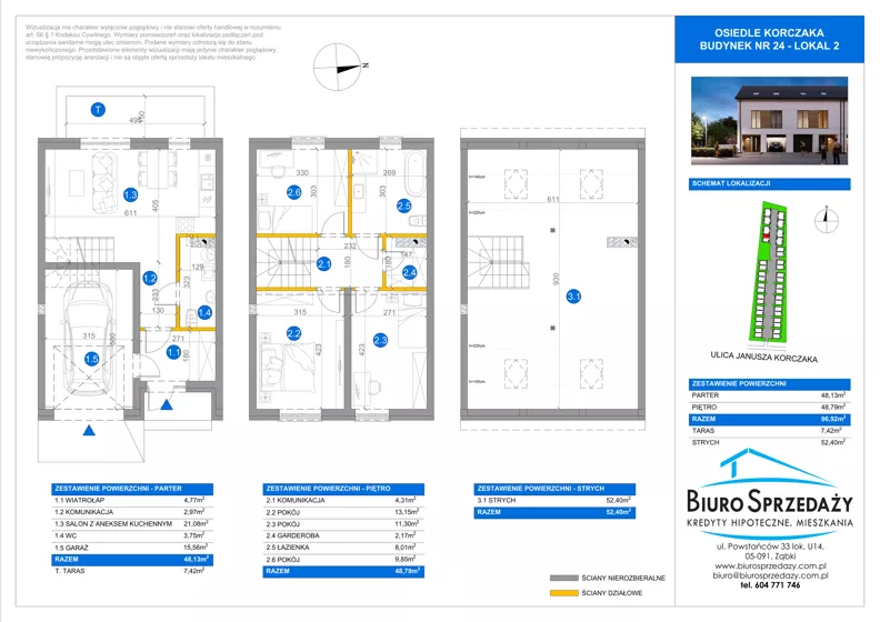 4 pokoje, mieszkanie 96,92 m², parter, oferta nr 24.2, Osiedle Korczaka, Radzymin, Ul. Korczaka 47-49
