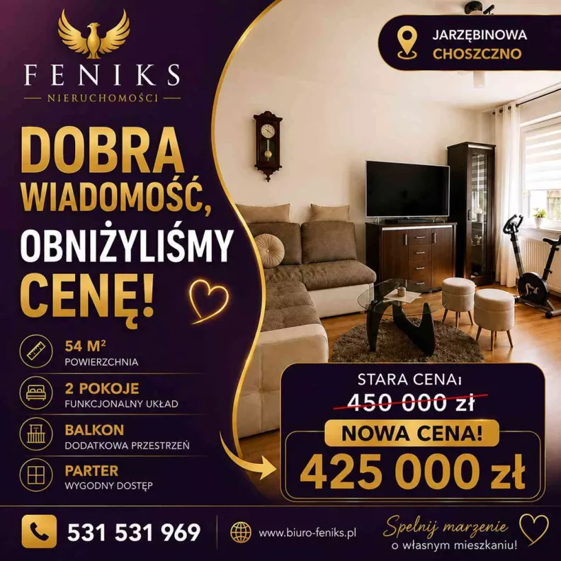 2 pokoje, mieszkanie 54,00 m², parter, oferta nr , 837686, Choszczno, Jarzębinowa