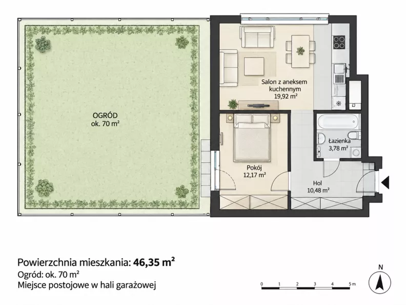 2 pokoje, mieszkanie 46,00 m², parter, oferta nr , 837630, Poznań, Naramowice, Naramowice, Jasna Rola