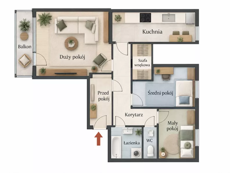 3 pokoje, mieszkanie 67,00 m², piętro 6, oferta nr , 837965, Wrocław, Fabryczna, Horbaczewskiego