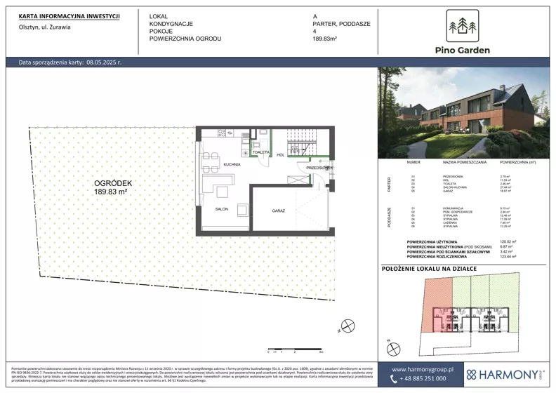 Dom 120,02 m², oferta nr A, Pino Garden, Olsztyn, Gutkowo, ul. Żurawia