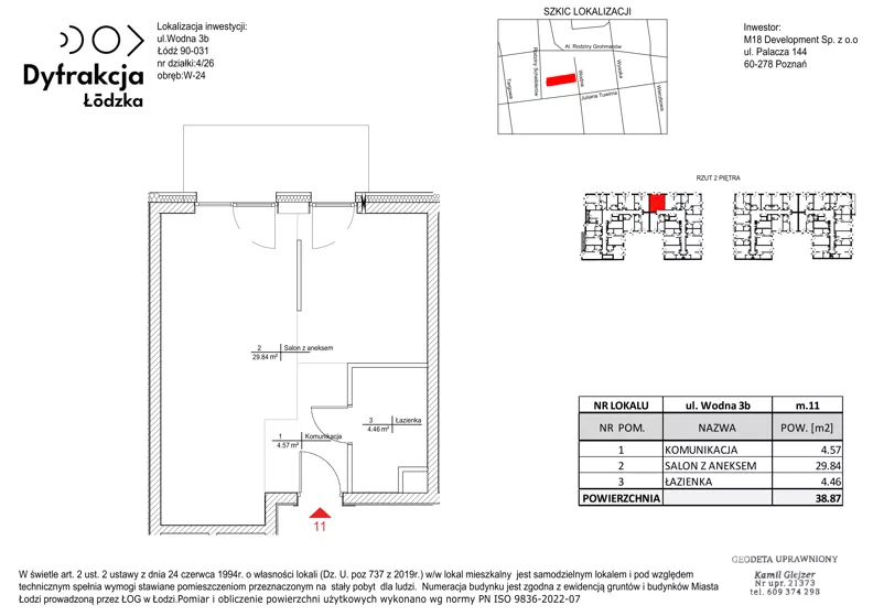 1 pokój, mieszkanie 38,87 m², piętro 2, oferta nr C120, Dyfrakcja Łódzka, Łódź, Widzew, ul. Wodna 3