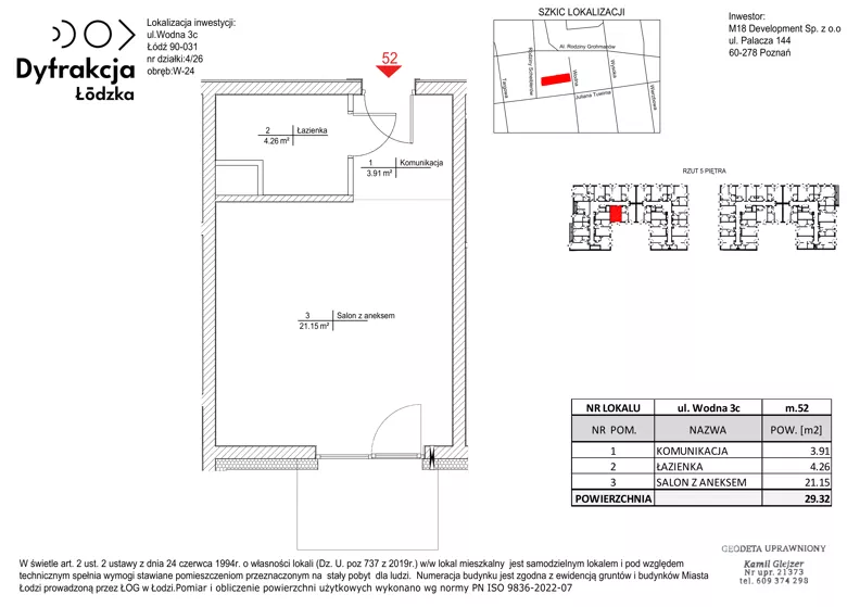 1 pokój, mieszkanie 29,32 m², piętro 5, oferta nr D206, Dyfrakcja Łódzka, Łódź, Widzew, ul. Wodna 3