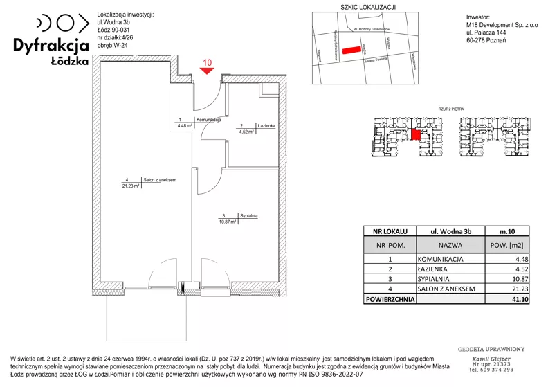 2 pokoje, mieszkanie 41,10 m², piętro 2, oferta nr C119, Dyfrakcja Łódzka, Łódź, Widzew, ul. Wodna 3