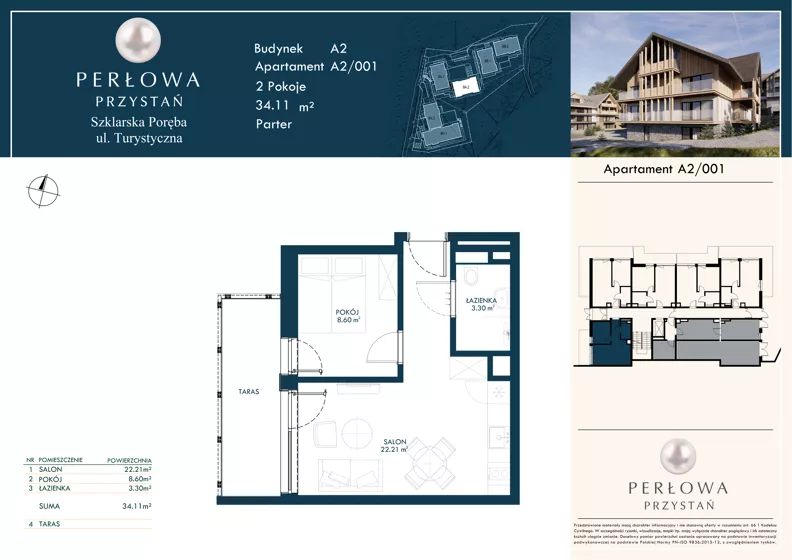 2 pokoje, lokal inwestycyjny 34,11 m², parter, oferta nr 1, Perłowa Przystań Szklarska Poręba Etap 2, Szklarska Poręba, ul. Turystyczna 26a