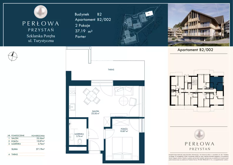 2 pokoje, lokal inwestycyjny 37,19 m², parter, oferta nr B2/002, Perłowa Przystań Szklarska Poręba, Szklarska Poręba, ul. Turystyczna 26a