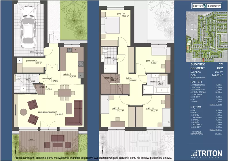 Dom 144,88 m², oferta nr CC2, Triton Country, Stara Wieś, ul. Głogowa 28