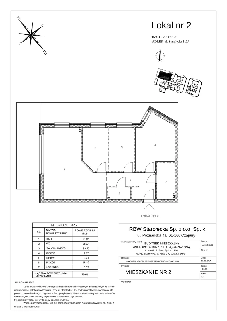 4 pokoje, mieszkanie 79,61 m², parter, oferta nr 4-4/2., River House, Poznań, Starołęka-Minikowo-Marlewo, ul. Starołęcka 110