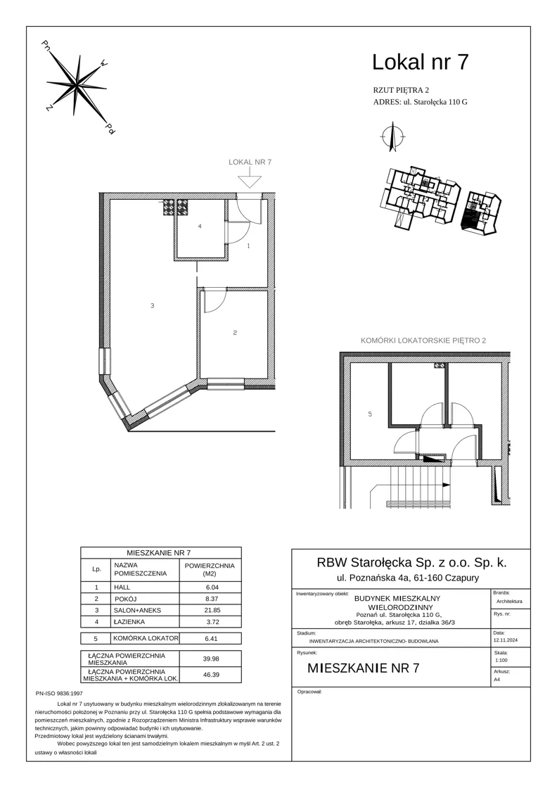 2 pokoje, mieszkanie 39,98 m², piętro 2, oferta nr 8-8/7., River House, Poznań, Starołęka-Minikowo-Marlewo, ul. Starołęcka 110