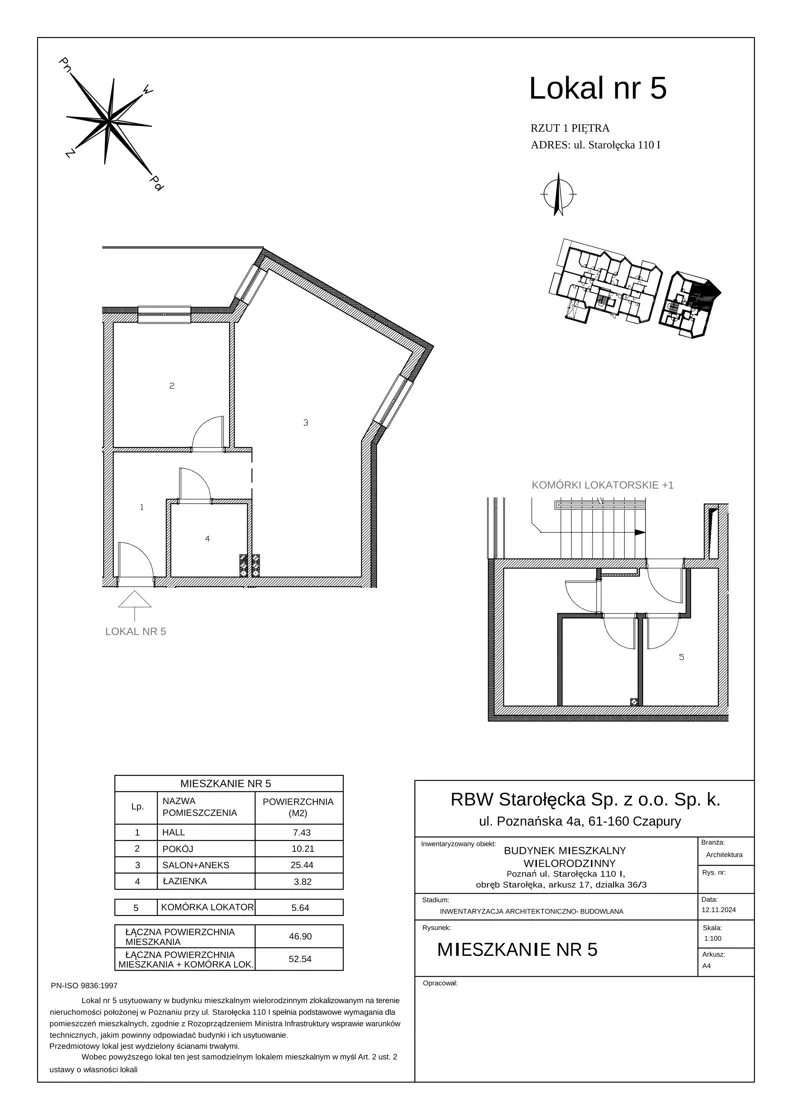 2 pokoje, mieszkanie 46,90 m², piętro 1, oferta nr 9-9/5., River House, Poznań, Starołęka-Minikowo-Marlewo, ul. Starołęcka 110