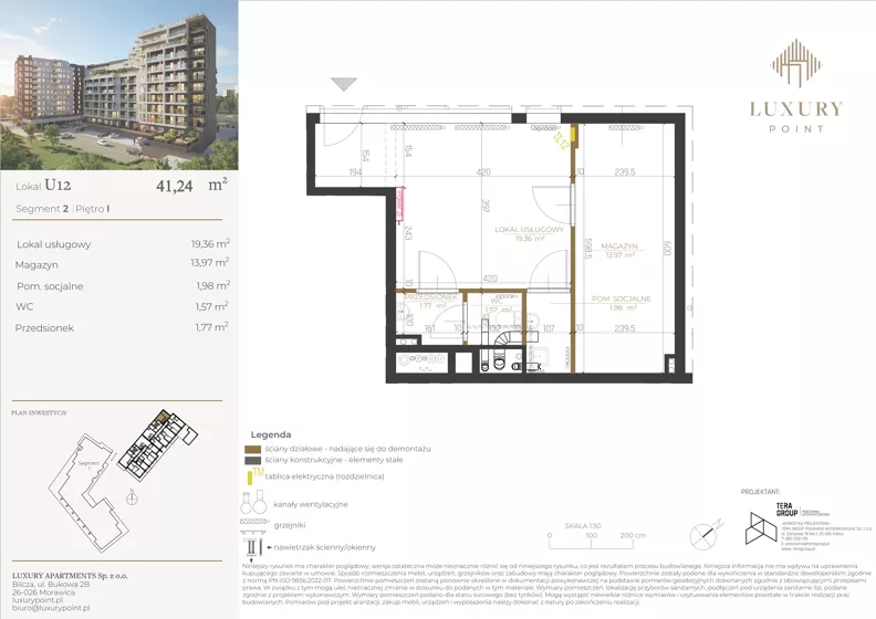 Lokal użytkowy 41,24 m², oferta nr LU12, Luxury Point - lokale użytkowe, Kielce, Centrum, al. Solidarności