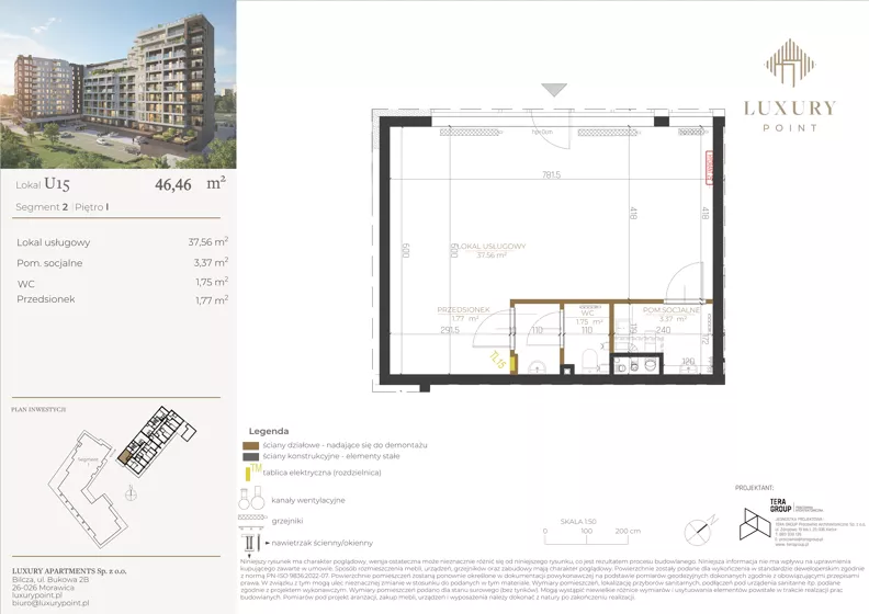 Lokal użytkowy 46,46 m², oferta nr LU15, Luxury Point - lokale użytkowe, Kielce, Centrum, al. Solidarności