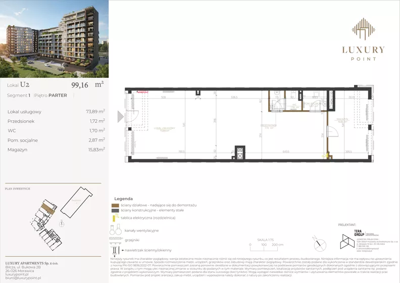 Lokal użytkowy 99,16 m², oferta nr LU2, Luxury Point - lokale użytkowe, Kielce, Centrum, al. Solidarności