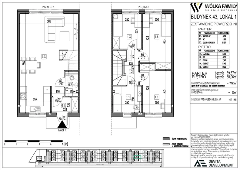 4 pokoje, mieszkanie 77,63 m², parter, oferta nr 43 lokal 1, Wólka Family, Wólka Kosowska, ul. Nadrzeczna