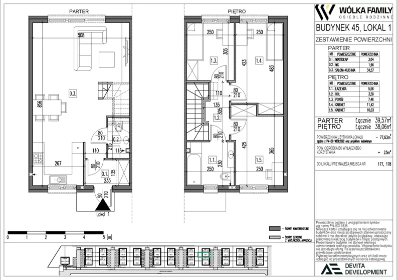 4 pokoje, mieszkanie 77,63 m², parter, oferta nr 45 lokal 1, Wólka Family, Wólka Kosowska, ul. Nadrzeczna