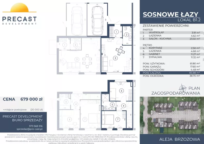 Dom 61,80 m², oferta nr B1.2, Osiedle Sosnowe Łazy, Łazy, ul Cicha