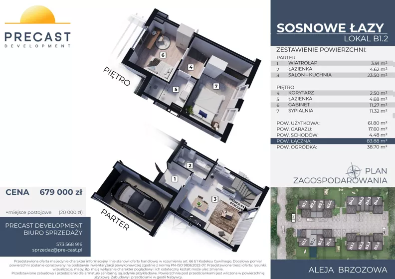 Dom 61,80 m², oferta nr B1.2, Osiedle Sosnowe Łazy, Łazy, ul Cicha
