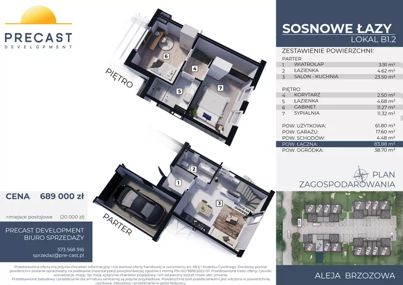 Dom 61,80 m², oferta nr B1.2, Osiedle Sosnowe Łazy, Łazy, ul Cicha