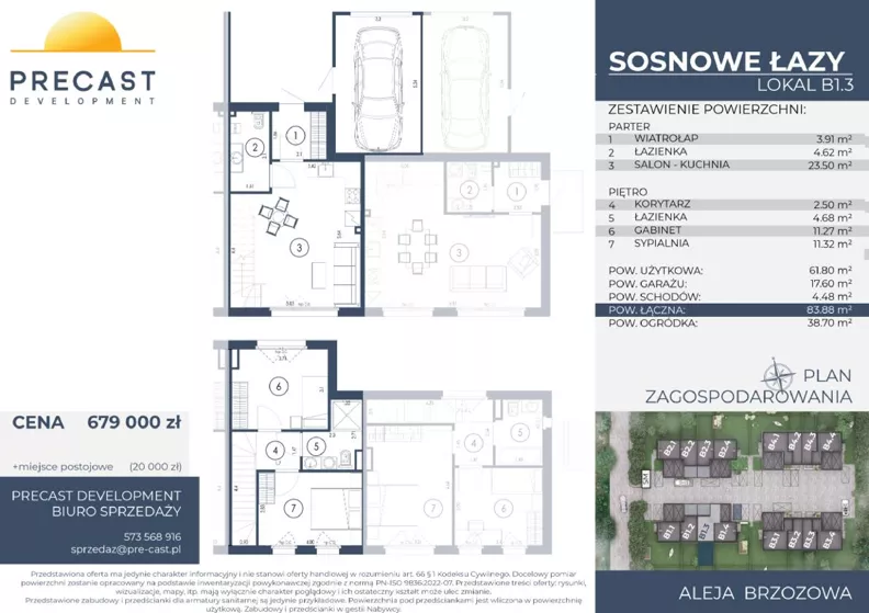 Dom 61,80 m², oferta nr B1.3, Osiedle Sosnowe Łazy, Łazy, ul Cicha