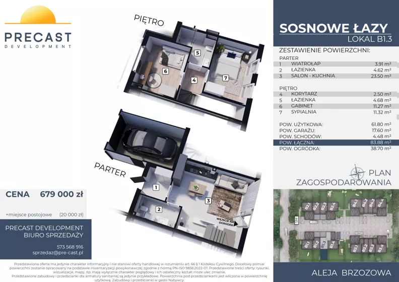 Dom 61,80 m², oferta nr B1.3, Osiedle Sosnowe Łazy, Łazy, ul Cicha