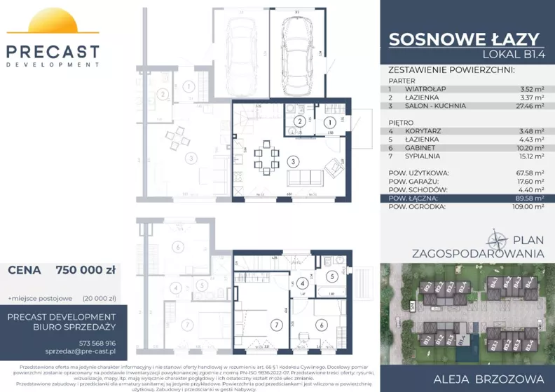 Dom 67,58 m², oferta nr B1.4, Osiedle Sosnowe Łazy, Łazy, ul Cicha