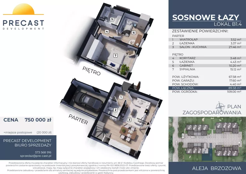 Dom 67,58 m², oferta nr B1.4, Osiedle Sosnowe Łazy, Łazy, ul Cicha